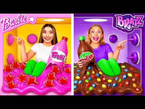 1000 Mystery Buttons Challenge | Barbie vs Bratz