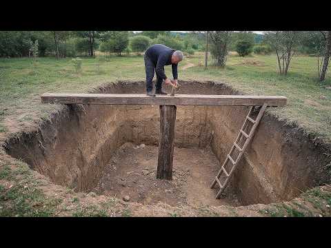 He Built a Hidden Underground Cabin Deep in the Wild Mountains | Full Build