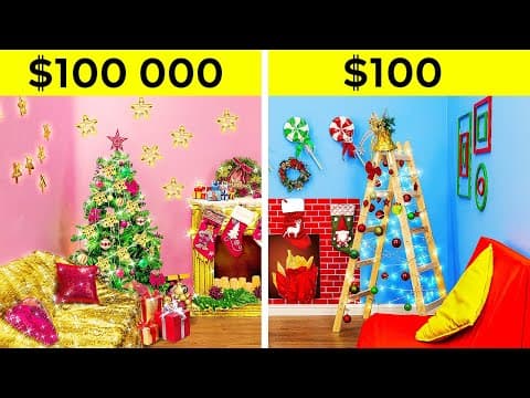 REICH VS. ARM WEIHNACHTSZIMMER-MAKEOVER || $100.000 VS $100 Zimmerdekoration von 123 GO! FOOD