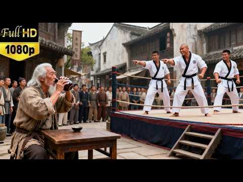 Bully provokes in the street, only to find the thin old man is a kung fu master!