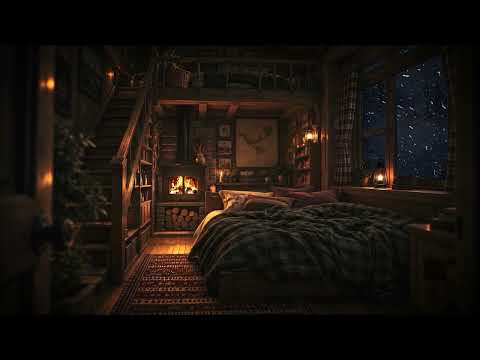 A Quiet Shelter in a Snowstorm ❄️ Warm Fireplace & Winter Wind for Deep Sleep