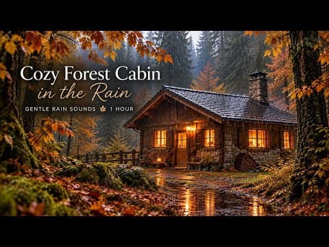 Cozy Forest Cabin in the Rain 🌧️🍂 | Gentle Rain Sounds & Relaxing Ambience – 1 Hour