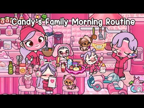 Candy’s Family Morning Routine at the Aesthetic Pink House 🎀🏠Avatar World | Pazu