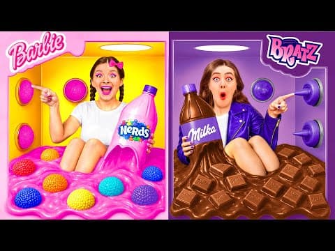 1000 Mystery Buttons Challenge | Barbie vs Bratz