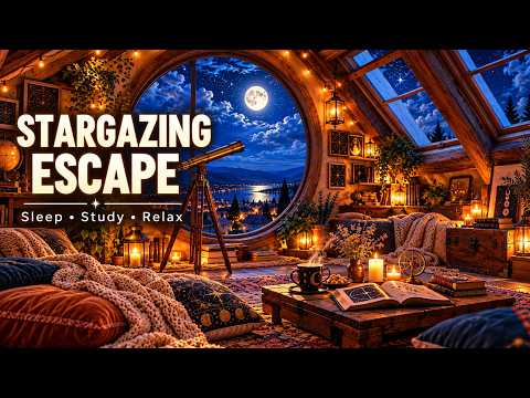 Escape to this Moonlight Attic 🌌 Stargazing Sounds for Deep Sleep