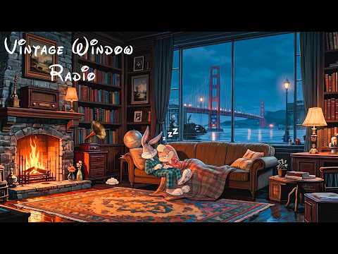 Cozy Vintage Oldies on a Rainy San Francisco Night 🌧️ | 1950s Music Playing in Another Room 🔥