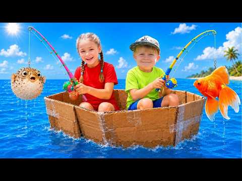बच्चे मस्ती में मछली पकड़ने वाली नाव बनाते हैं 🎣 | मजेदार खिलौने और शिक्षाप्रद खेल