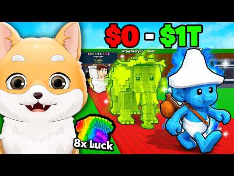 $0 la $1T Folosind Doar 8X LUCK in Steal a Brainrot...