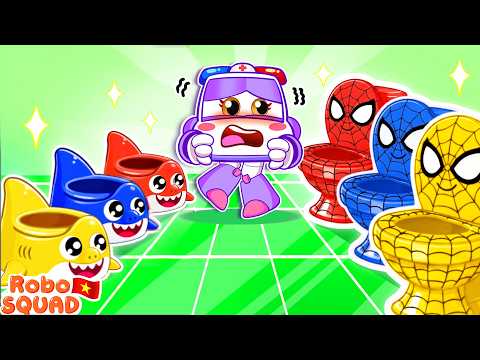 Baby Shark Toilet and Spiderman Toilet | Potty Training for Kids | Funny Animation | RoboSquad