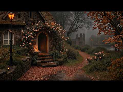 Forgotten Gothic Cottage in the Autumn Mist | Dark Academia Ambience for Reading | Melancholic Piano