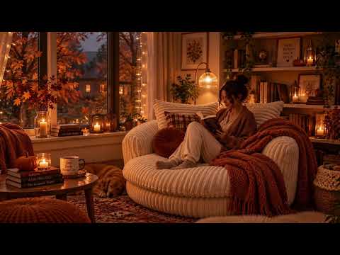 🍂 Cozy Autumn Reading Night | Relaxing Fall Ambience 📚☕