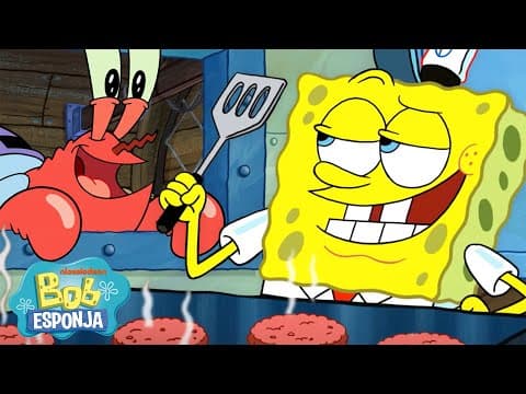 Bob Esponja cocinando en la parrilla durante 45 minutos seguidos 🍔 | Bob Esponja en Español