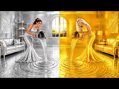 GOLD vs SILVER Challenge | We Build Amazing Swimming Pool For Doll by DiLi House
