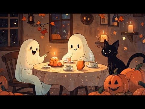 The cutest ghost tea party ever 👻 | Vintage music for Autumn nights