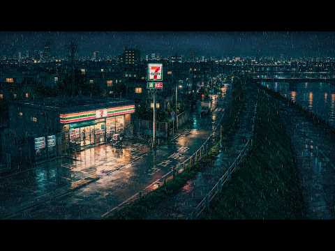 A Warm Store by the Rainy Tokyo River 🌧️ Dreamy Lofi with Distant City Lights