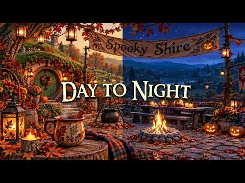 Spooky Shire Day to Night Ambience 🎃 Cozy Haunted Study Session for Focus, Relaxation &amp; Reading