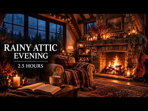 Rainy Autumn Evening 🌧️ Cozy Attic, Fireplace &amp; Cello — A Slow Night In