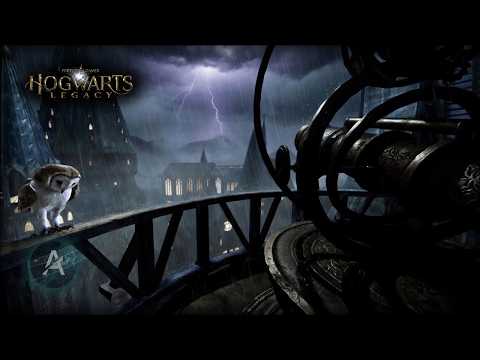 Hogwarts Legacy | Relaxing First-Person Night Walk in Spring Storm ⛈️ 4K Ambience