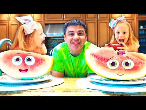 Nastya e papai brincando com um worm de computador