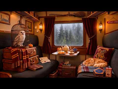 Halloween on the Hogwarts Express 🎃🚂 Cozy Autumn Train Ambience & Harry Potter Music