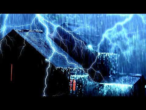 Immerse yourself in a deep sleep with heavy rain on a tin roof and loud thunder