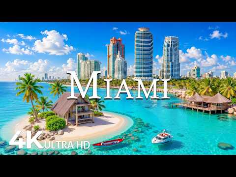 FLYING OVER MIAMI (4K UHD) – Soothing Music Along With Beautiful Nature Video - 4K Video ULTRA HD