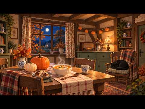 Pumpkin Soup Night at Grandma’s Cottage 🎃 Cozy Jazz & Halloween Ambience