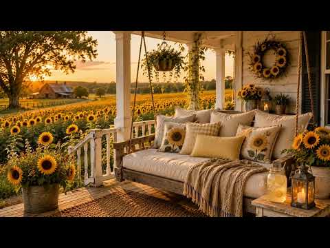 Sunflower Daybed Porch Swing | Gentle Breeze, Birds & Relaxing Summer Ambience | 3 Hours
