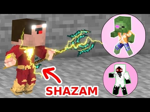 Noob Super Hero SHAZAM Fighting The Baby Baby Zombie Evil - Minecraft Animation