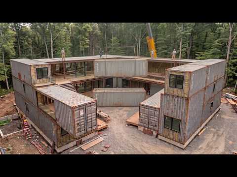 This man is building a massive house out of 6 shipping containers over 3 full years!