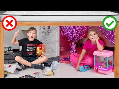Cinq enfants jeux amis dans des chambres secrètes sous le lit