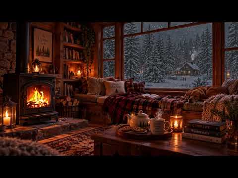 No Ads🔕FALL ASLEEP FAST😴Mountain Snowstorm By the Window🔥Warm Fire for Ultimate Calm, Deep Sleep