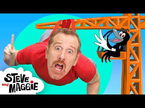 Construction Toy Vehicles for Kids with Steve and Maggie | Body Parts &amp; Hide and Seek | Dinosaurs
