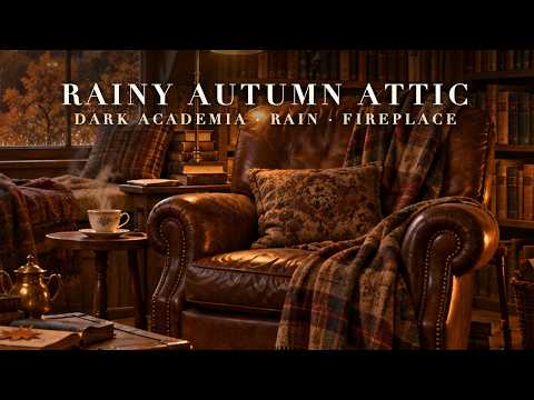 Rainy Autumn Attic Library 🍂📚 Dark Academia Fantasy Music & Ambience for Reading & Studying