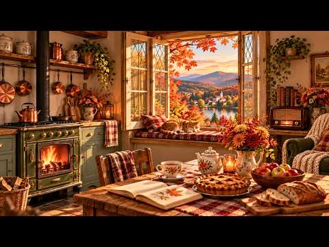 A Cozy Autumn Morning in the Country Kitchen 🍂☕ | 1950s Fall Oldies Playing Softly