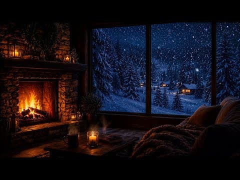 🌨️ Snow Night & Fireplace Sounds 🔥 Instantly Relax and Sleep Better