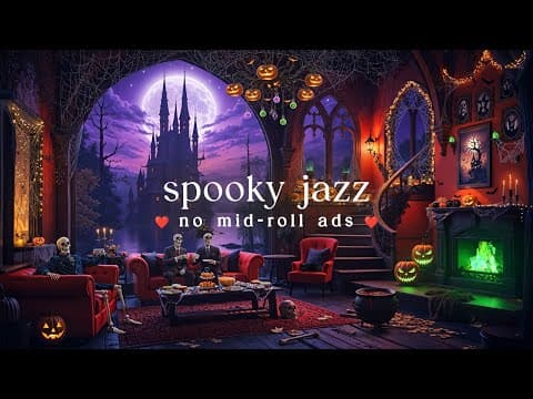 🍂 Cozy Halloween Porch Jazz (NO MID-ROLL ADS) Chill & Spooky Ambience for Relaxation & Focus