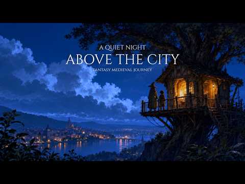 A Quiet Night Above The City | Soft Fantasy Medieval Music for Focus & Study