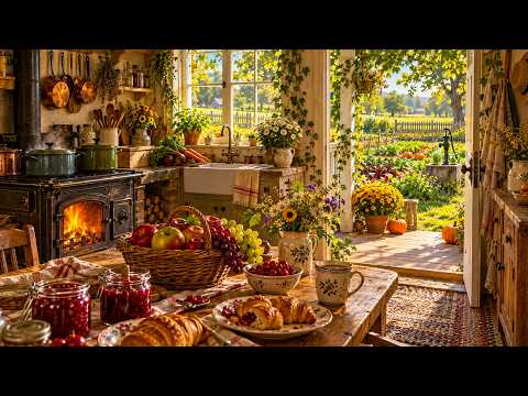 Golden Autumn Kitchen Escape 🍂 Homemade Jam, Croissants, Garden View & Gentle Music