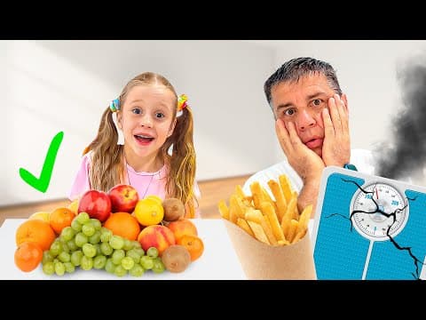ناستيا وبابا في تحدي طعام الصحي والمزيد حلقات المسلية - تجميع لمدة 1 ساعة