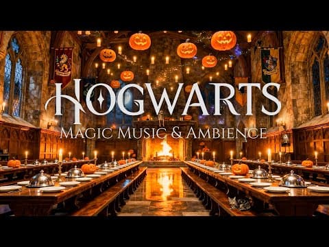Hogwarts Halloween Feast Ambience 🎃 Magical Great Hall | Harry Potter Music & Cozy Autumn Atmosphere