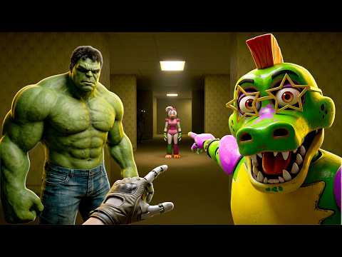 VR Giga Monty and Hulk found Chica in BACKROOMS, hacked Mimic Bonelab FNAF COOP