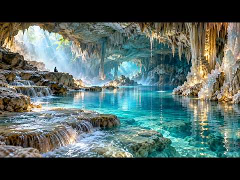 Crystal Cave Water Sounds 💧 3 Hours of Ambient Piano for Deep Sleep, Meditation &amp; Stress Relief