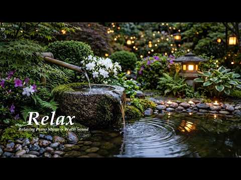 Japanese Garden Water Sounds 🌿 Healing Piano Music to Release Anxiety and Tension