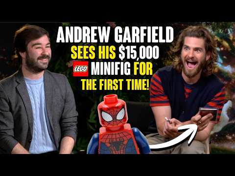 ANDREW GARFIELD Sees His $15,000 LEGO Spider-Man Minifig! (Magic Faraway Tree Interview)