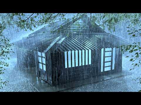 Finding Peace to Sleep Instantly with Terrifying Rain &amp; Raging Thunder on Peeling Tin Roof at Night