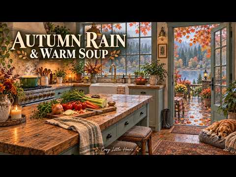Peaceful Autumn Rain & Warm Soup 🍂 Cozy Cottage Kitchen Ambience - Cozy Little Hours