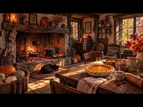 Hearth Cooking on an October Afternoon 🍂 Cozy Autumn Cottage Music (5 Hours)