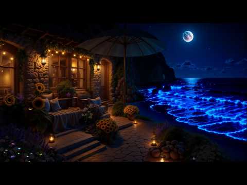 After 5 Minutes You Will Fall Into Deep Sleep • Moonlit Beach Cottage • Relaxing Piano & Ocean Waves
