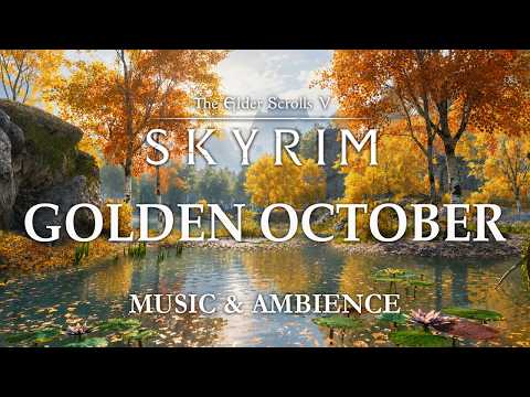 Golden Autumn October in Skyrim | Calming Skyrim Music & Fall Ambience | 4 Hours